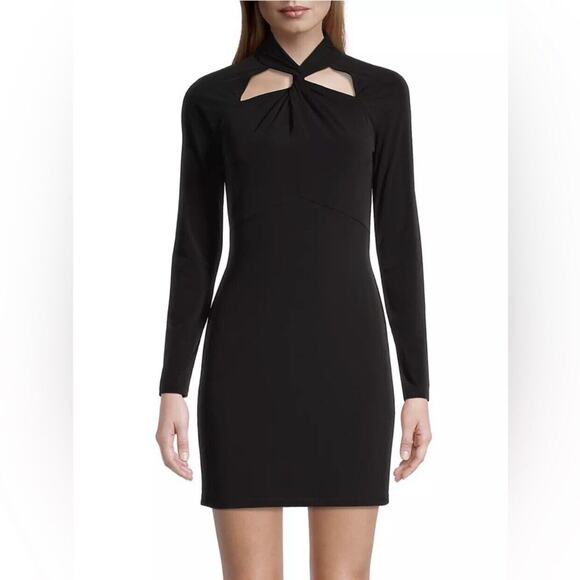 Michael Kors Black Twist Neck Long Sleeve Dress Small NWOT - Picture 1 of 5